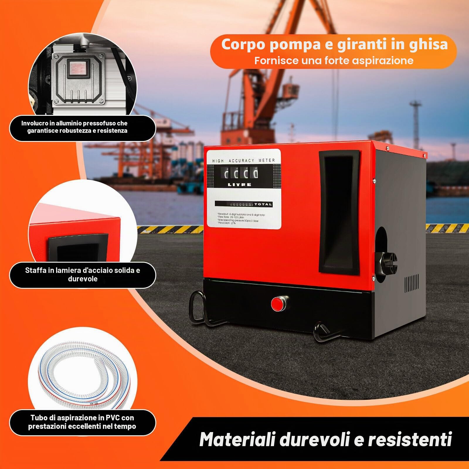 Pompa Diesel Autoadescante 220 V-240 V, 550 W, 60 L/Min, Pompa Per Olio Riscaldante, 550 W, 3600 L/H, Pompa Gasolio Elettrice Liquidi Diesel Pompa Con Ugello Automatico