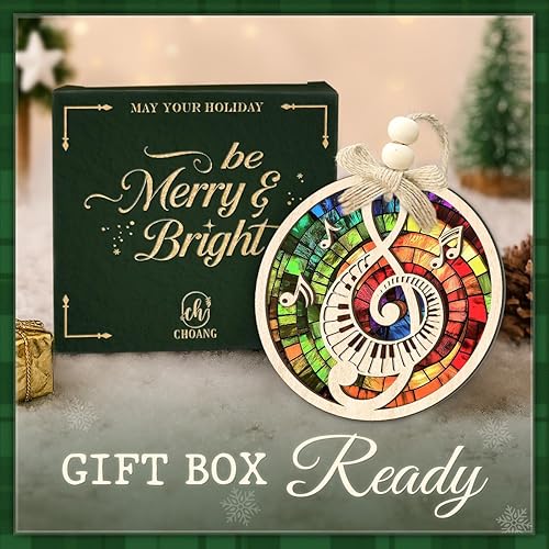 Miniatura 6 de Adornos de Navidad con notas musicales, diseño de piano de clave aguda, adorno de Navidad para amantes de la música, profesores, clubes, bandas,