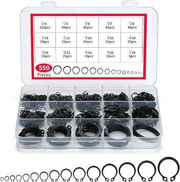 550 Pcs E-Clip Retaining Ring Assortment, M4-M28