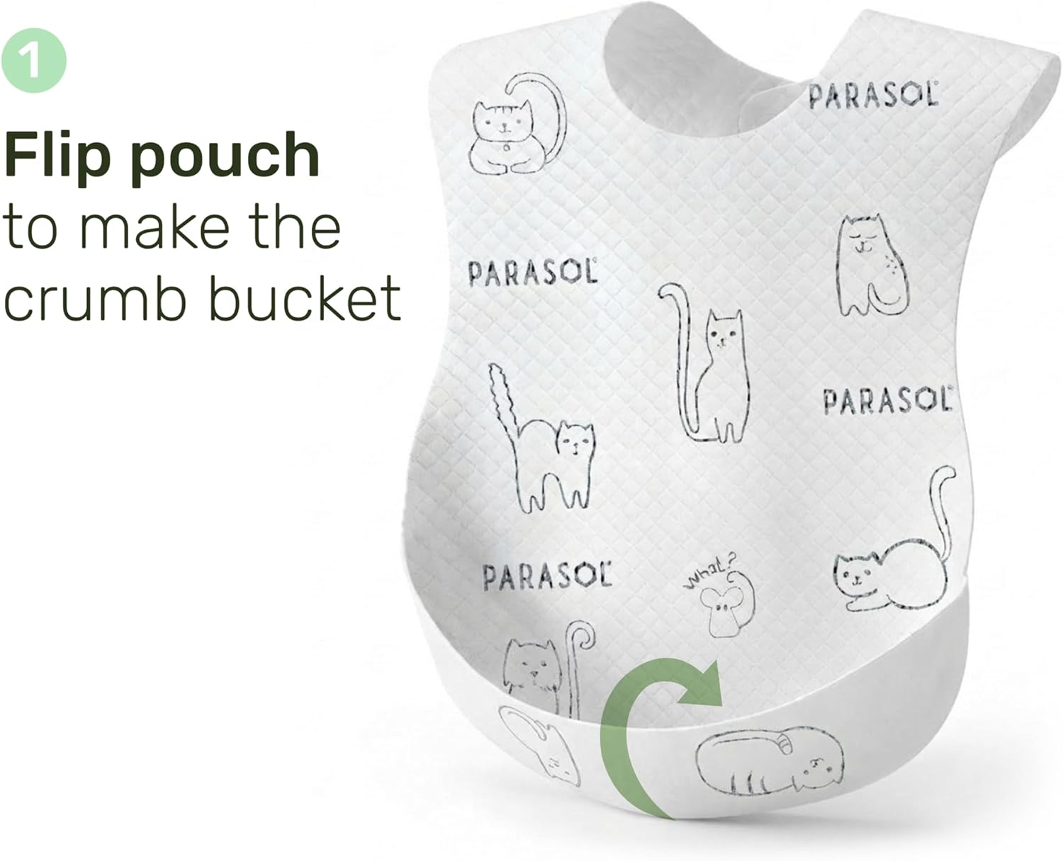 PARASOL Disposable Bibs, Soft-Absorbent Top Layer with Leak-Resistant Waterproof Backing, Built-In Crumb Catcher, Hypoallergenic, Disposable Bibs for Toddlers and Babies, 4 Boxes (20 Each), 80 Count