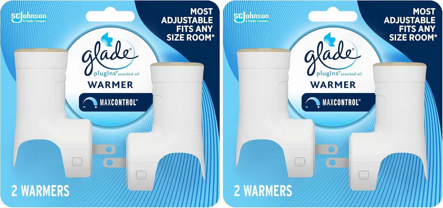 Glade PlugIns Air Freshener Warmer, Scented and Essential Oils for Home and Bathroom, Up to 70 Days on Low Setting, 2 Count