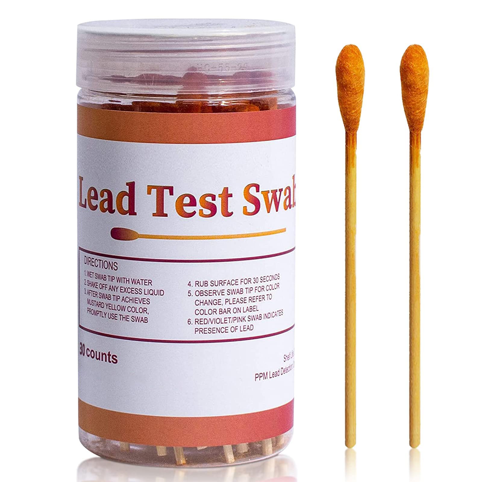 Hisopos de prueba de plomo, 60 unidades, kit de prueba de plomo instantáneo, pruebas rápidas de uso doméstico para superficies pintadas, cerámica, platos, metal, madera, resultados rápidos en