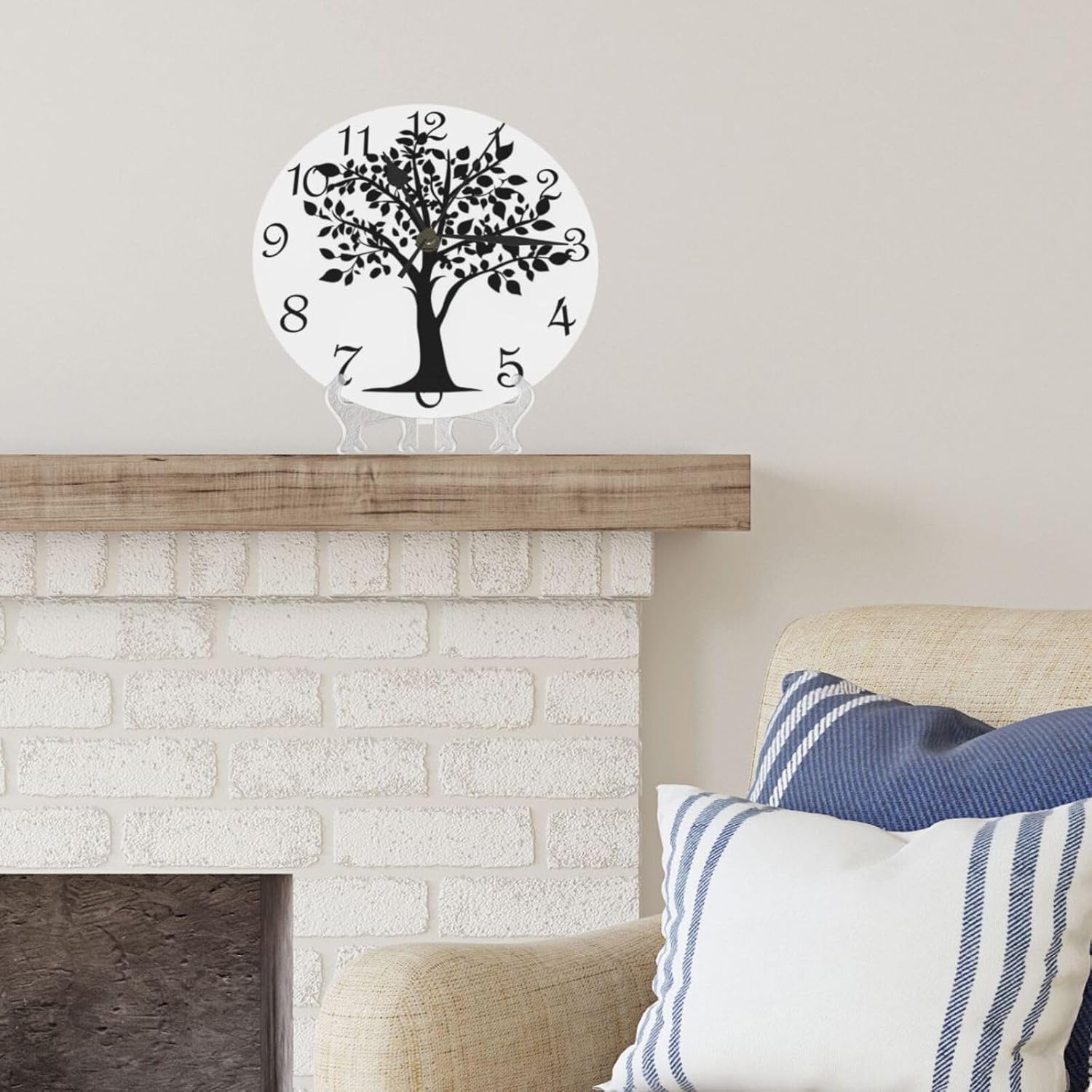 Wall Clock Tree Theme,Silent Non-Ticking Battery Operated 10 Inch,Nature Silhouette Style，Decorative for Living Room, Kitchen, Home,Bathroom, Bedroom,Black