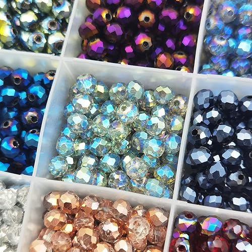 Miniatura 5 de INSPIRELLE 1200 cuentas de vidrio Rondelle electrochapadas multicolor de 0.236 pulgadas para fabricación de joyas, forma de Briolette facetada,