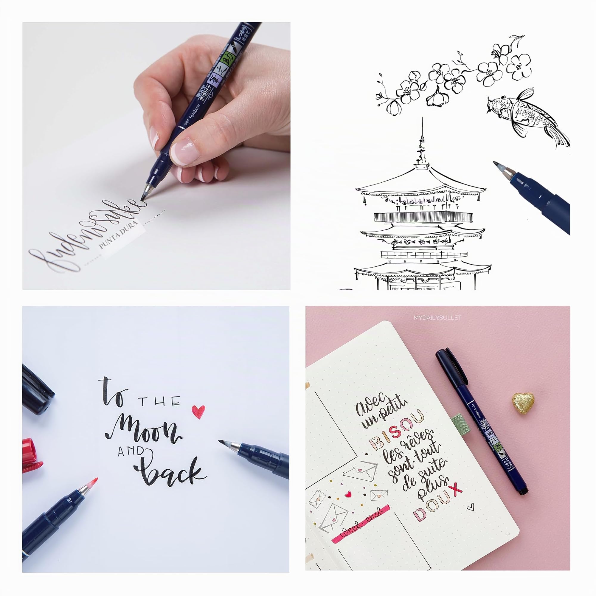 Tombow WS-BHS-2P Fudenosuke - Bolígrafo de punta dura y suave, color negro