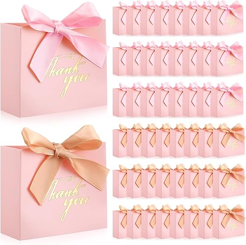 50 bolsas pequeñas de regalo de agradecimiento, mini bolsas de regalo con cinta de lazo, bolsas de agradecimiento, bolsas de papel para golosinas a