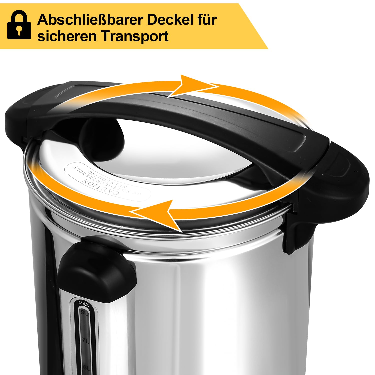 Daromigo Glühweinkocher 8L 1500W Edelstahl mit Zapfhahn Thermostat Einstellbare Temperatur 30-110°C