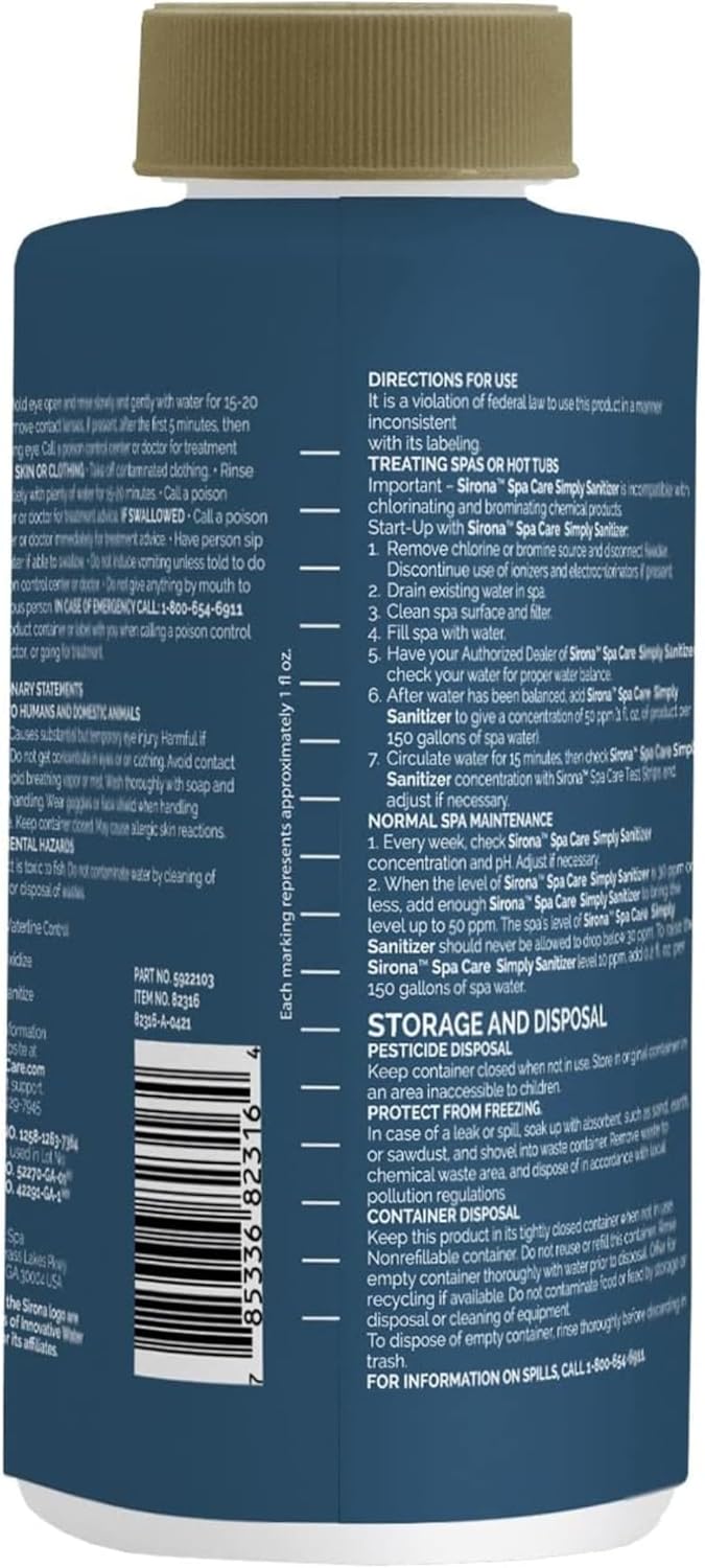 Sirona Spa Care Simply Step 3 (82317) 16 oz. - Spa, Pool and Hot Tub Non-Chlorine Liquid Cleaner for Clear, Clean Water - Bundle with Measuring Cup