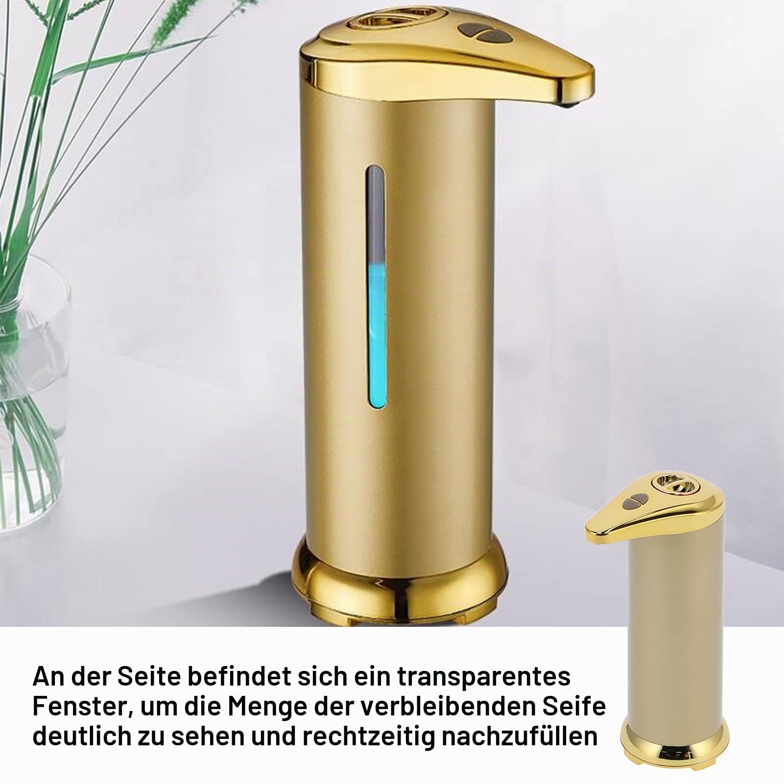 Seifenspender, 250 Ml, Seifenspender Lotionspender Seifenspender für die Arbeitsplatte (Gold)