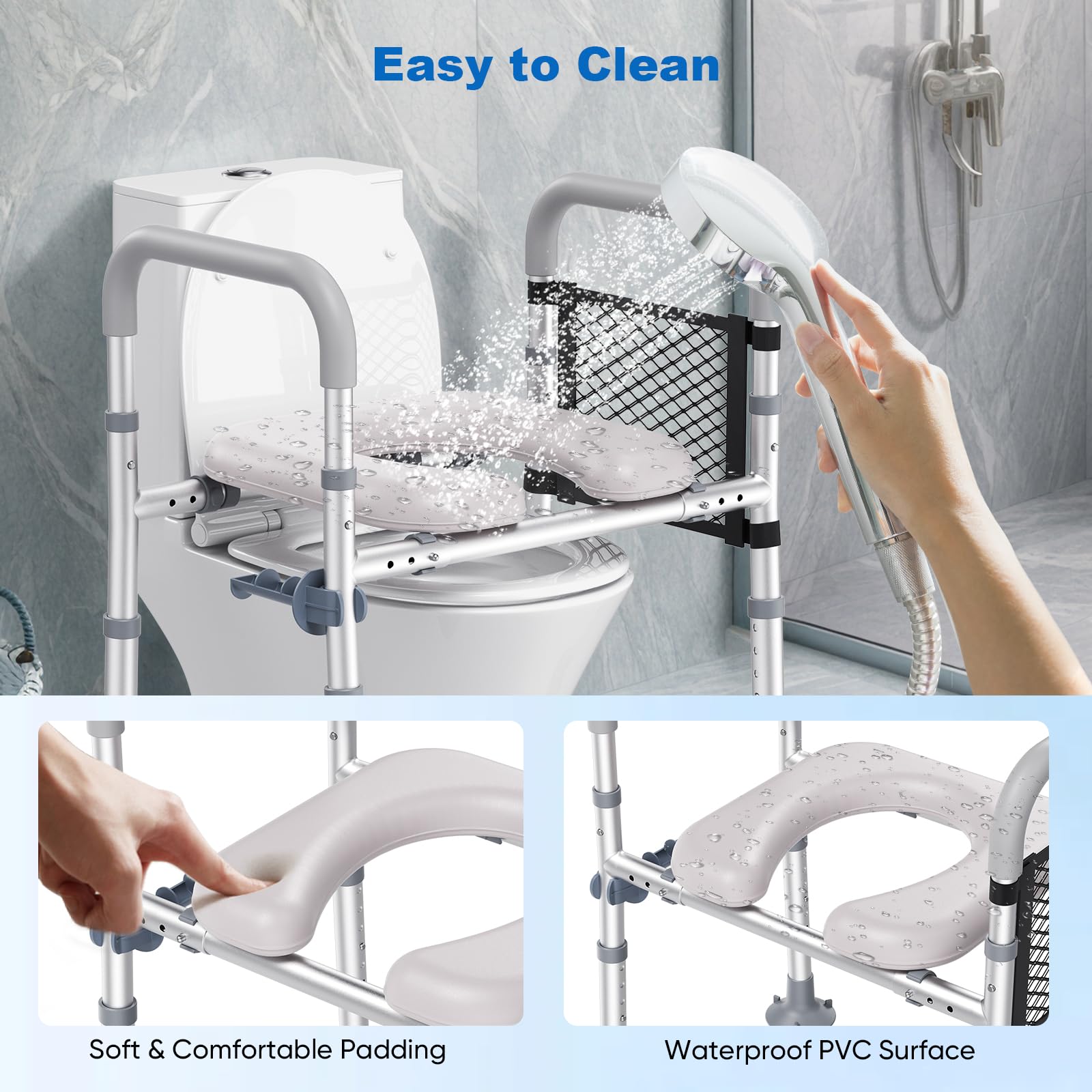 Rialzo wc per anziani, Sedile WC Rialzato con Manici Sedile WC Rialzato Universale in Altezza per Anziani, Disabili, Incinte, Ausilio da Bagno