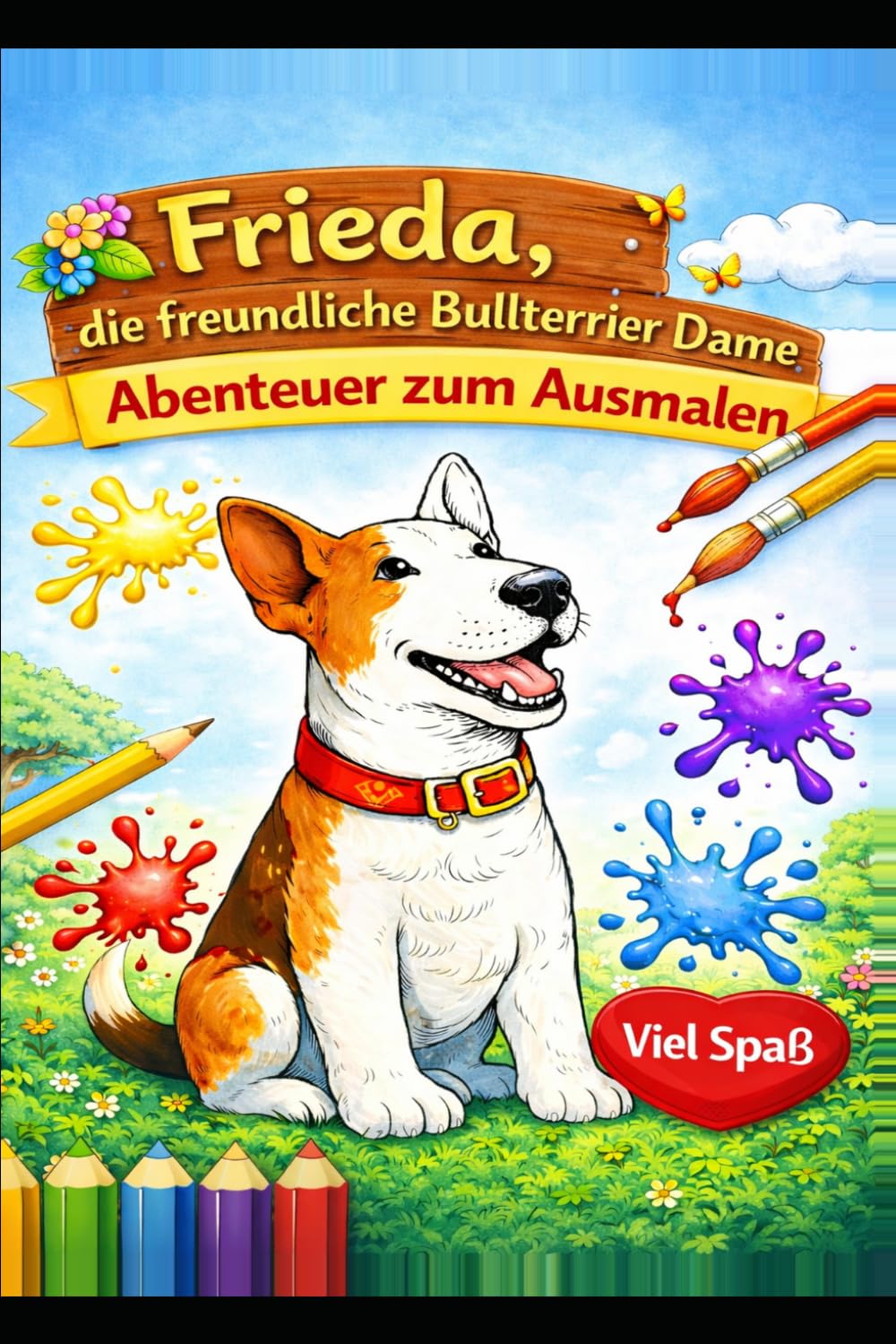 Frieda, die freundliche Bullterrier Dame: Abenteuer zum Ausmalen