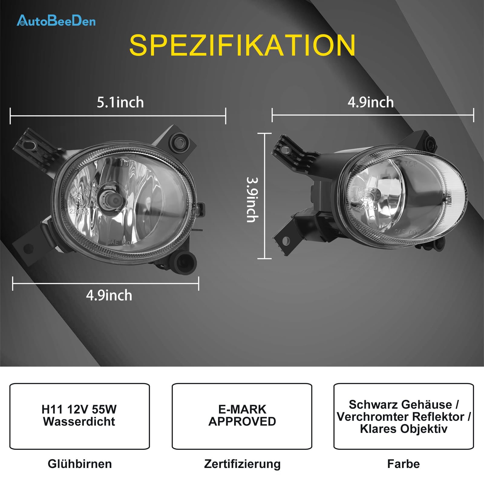 Nebelscheinwerfer kompatibel mit Audi A4 A3 S3, 8EC 8ED 8H7 8HE 8P1 8PA 8P7, V-System S-Linie Stoßstange Version, 05/2003-05/2013 (Klar Objektiv)