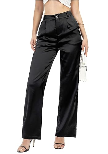 Women's Wide Leg Wedding Party Satin Casual Dress Nightout Pants