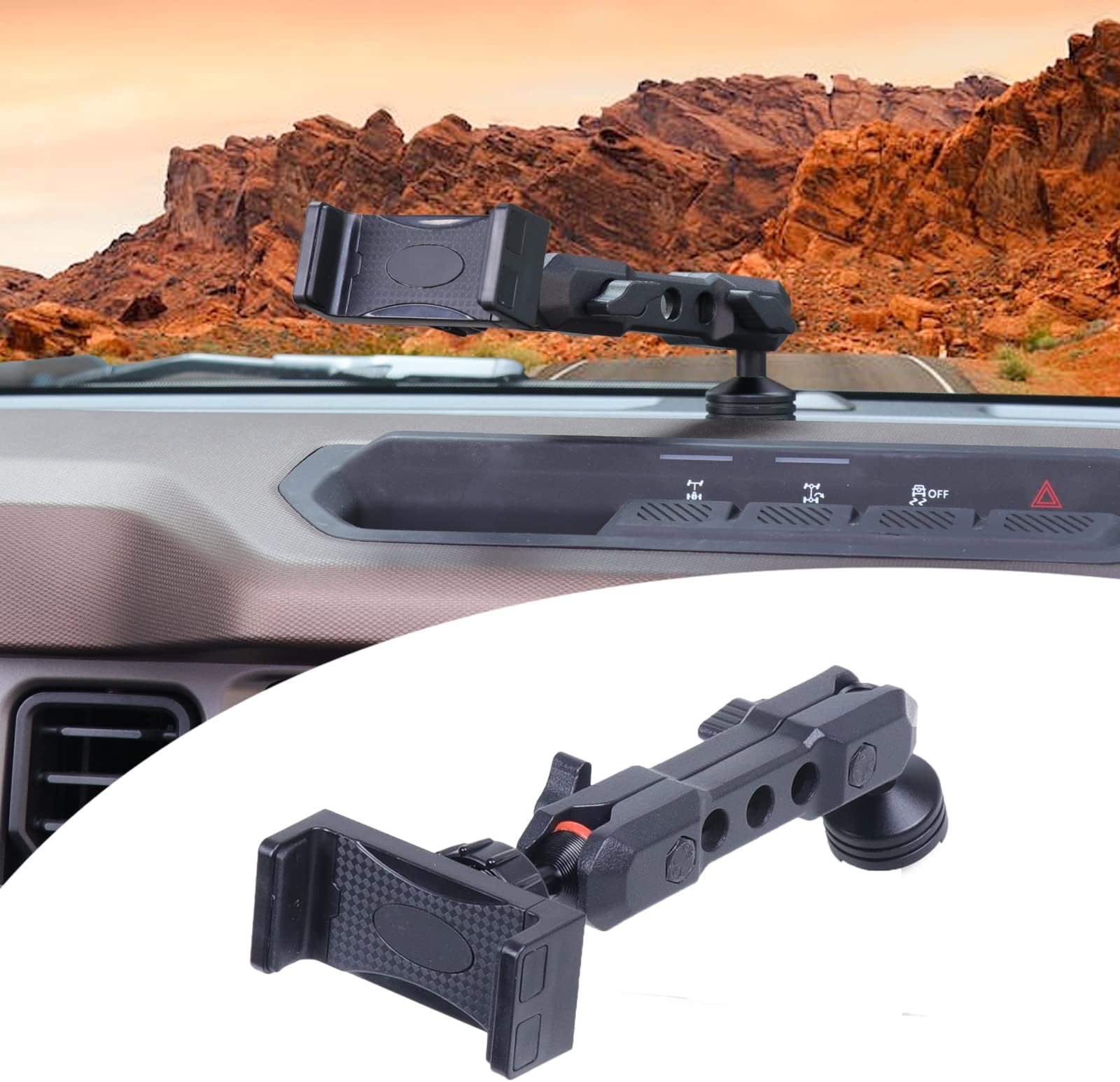 for Bronco Dash Phone Holder, Phone Mount for Ford Bronco 2021 2022 2023 2024 2025 2026 2/4 Door Accessories, 360°Adjustable Phone Mount Interior Accessories