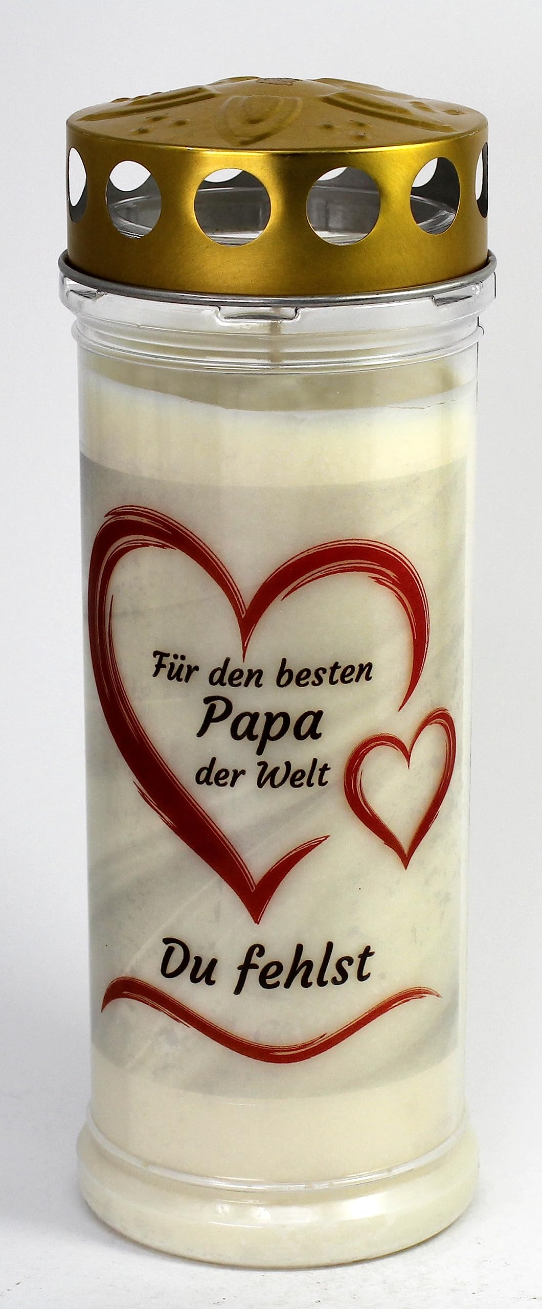 Grabkerze Papa mit 7 Tage Brenndauer, (3889), Grablichter mit Motiv, Grabkerzen mit Deckel, wetterfest, Trauerkerzen mit Spruch, 6 Stück
