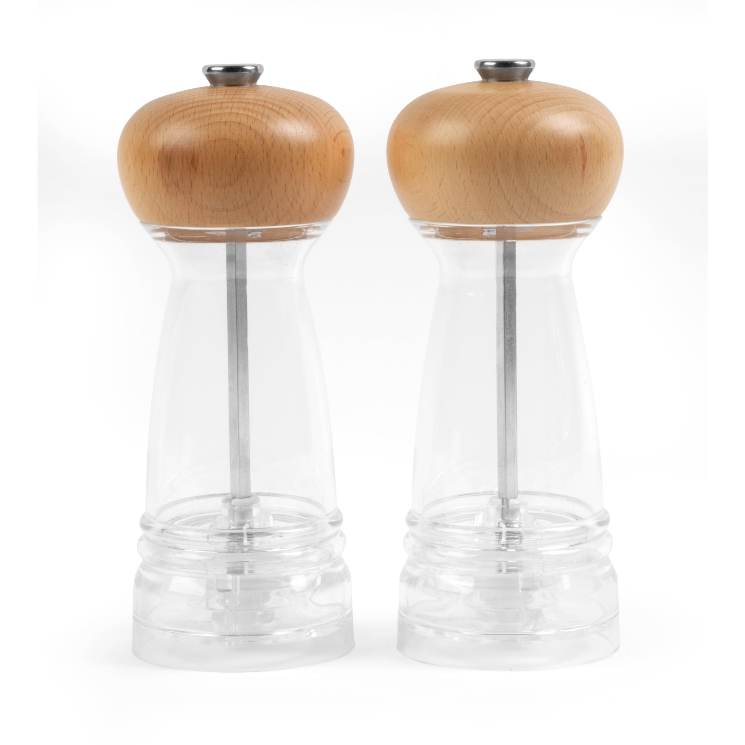 Sale e Pepe Grinder Set – Sale e Pepe Mills Premium con corpo in vetro e grossolanità regolabile, sale e pepe in acciaio inossidabile spazzolato, 5 x 2,5