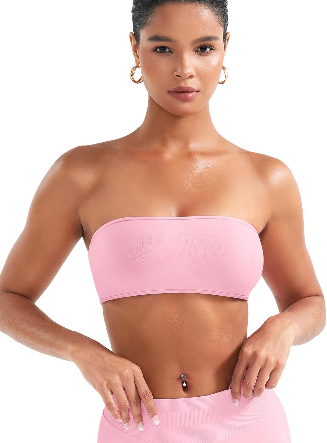 VOYJOY Impact Backless Bandeau Bra Workout Strapless Bandeau Basic Tank Top Adjustable Back - Image 3