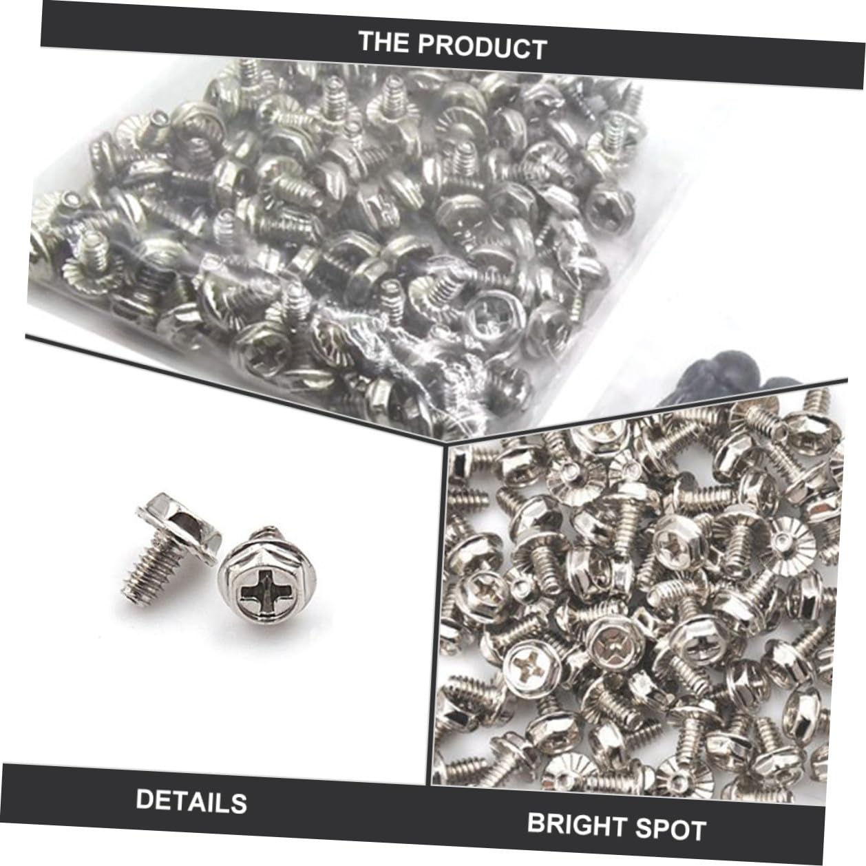 100 Pcs Silver Pci Slot Screws Round Head Computer Case Fasteners Replacement Screws for Power Supply Mounting Suitable for PC Assembly and Repair