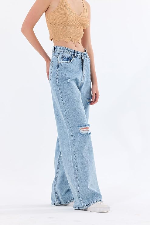 Wide-leg Jean With High Waist Slits