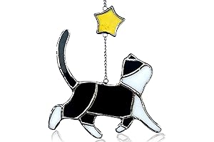 Black Cat Stained Glass Cat Memorial Gift, The Cuddling Cat Suncatcher