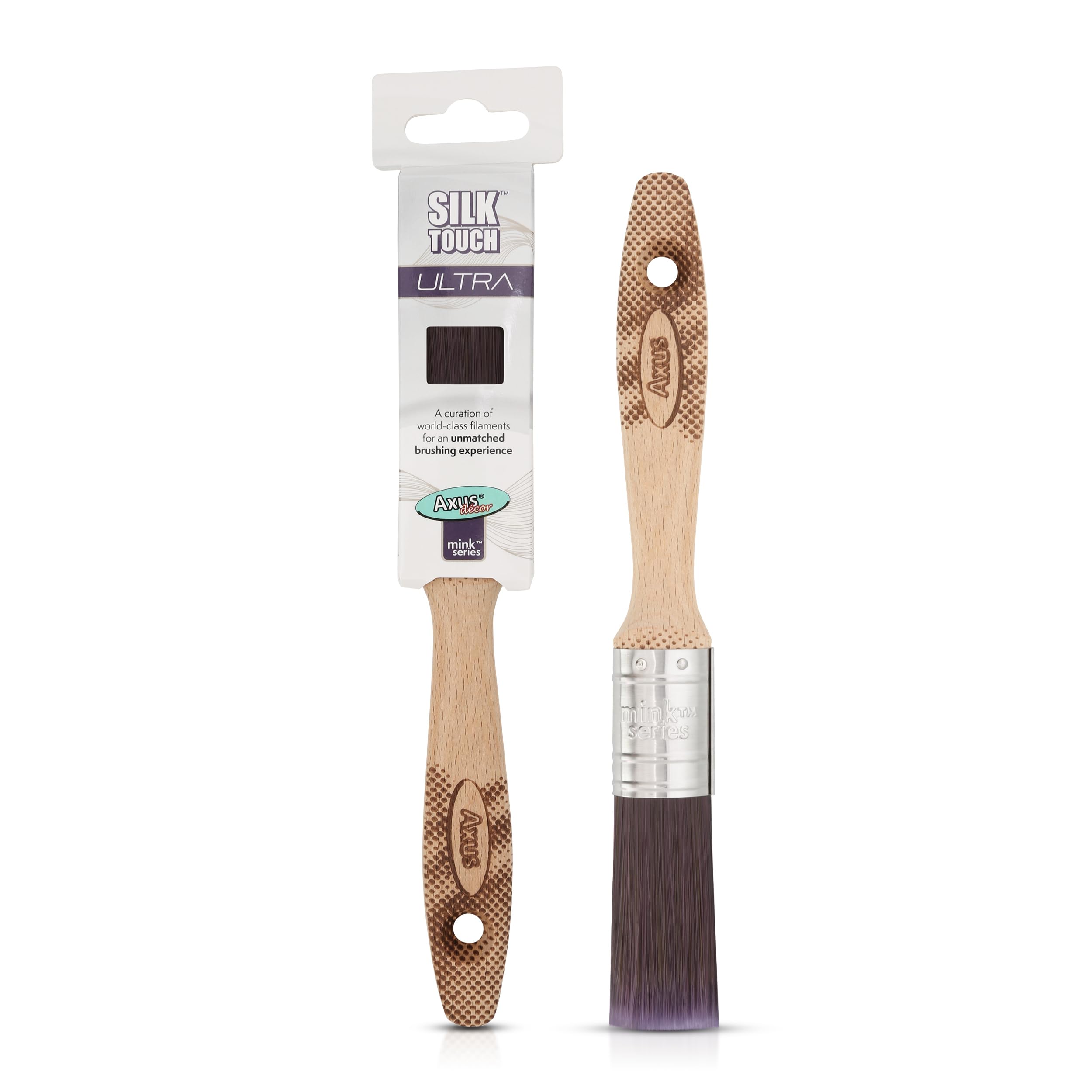 Axus Decor Silk Touch Ultra (Mink Series) Paint Brush, Filaments & Birchwood Handle - For Walls, Ceilings, Wood & Metal - Anti-Rust Stainless Steel - Next Generation Brush - 1"(25mm)