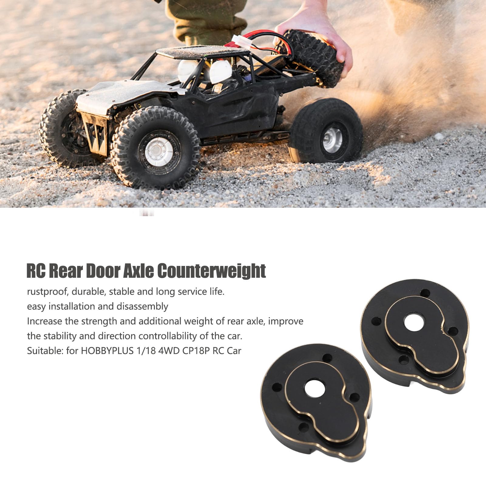 Cubiertas De Portal Contrapeso De Cobre Para Eje Trasero RC – 2 Piezas Con Rodamientos Para HOBBYPLUS 1/18 CP18P, Mejora De Estabilidad Y Tracción