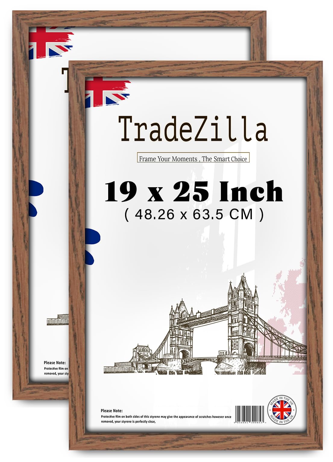 TradeZilla pack of 2 Minimalist (48.26 x 63.5 CM) Dark Oak Posters Frame Natural Eton Wood 482.6 x 635 mm Picture Frame|Home Bar Room Decoration 19" x 25" [ Dark Oak ]