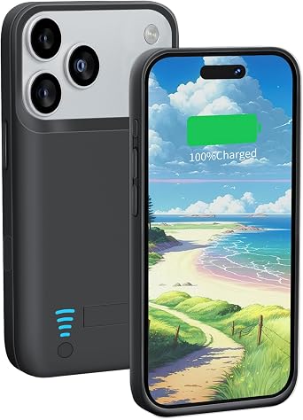 Battery Case for iPhone 17 Pro Max, 6000mAh Rechargeable Extended Battery Charging/Charger Case, Add 100% Extra Juice 6.9 Inches Black
