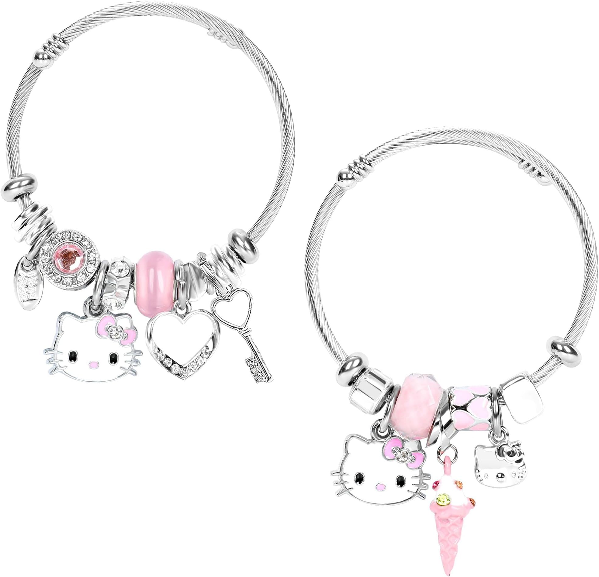 Kawaii Matching Bracelets for Girls,Cuff Bangle Bracelets Cute Cartoon Bracelets for Women Girls Friendship Bracelet Matching Jewelry(2 PCS)