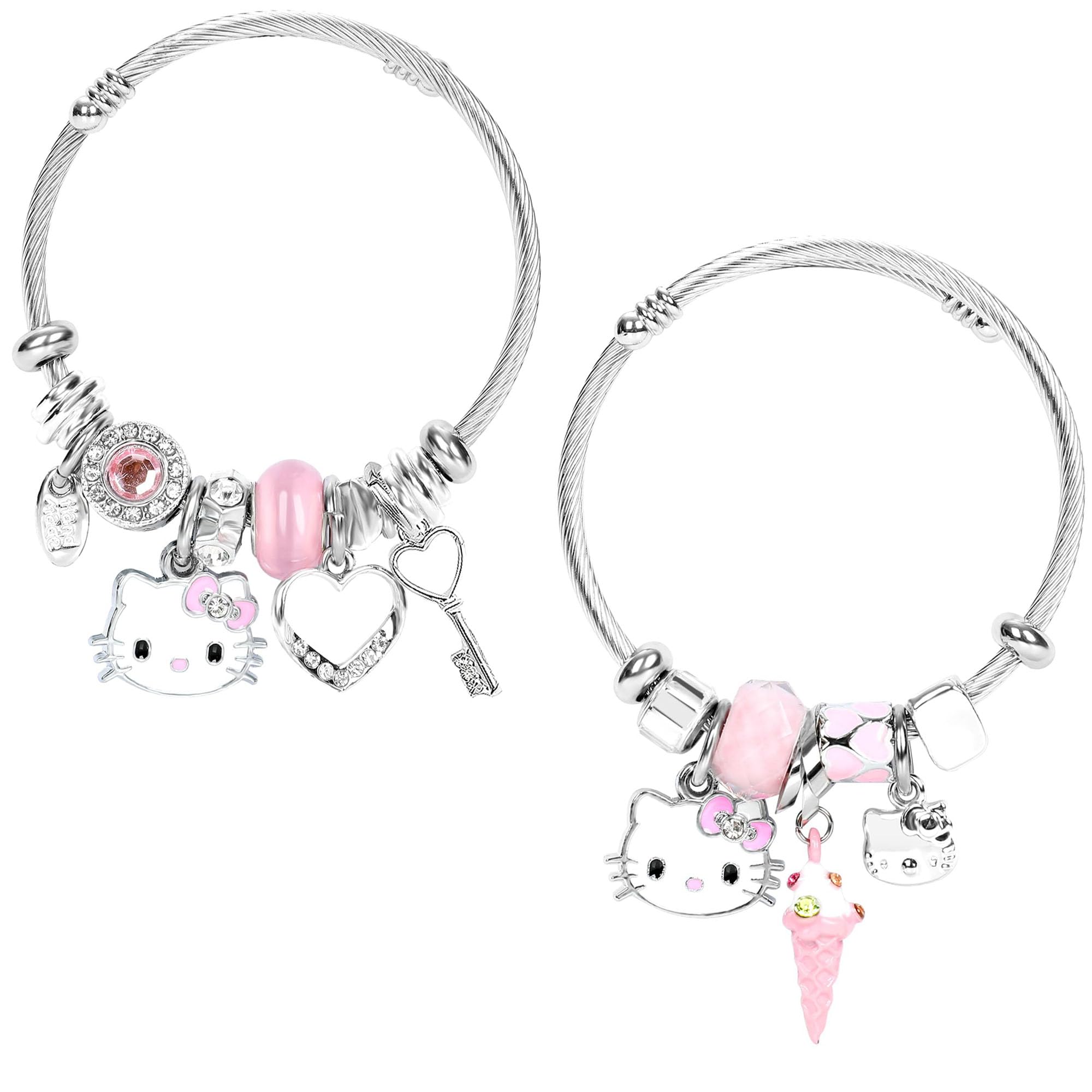 Kawaii Matching Bracelets for Girls,Cuff Bangle Bracelets Cute Cartoon Bracelets for Women Girls Friendship Bracelet Matching Jewelry(2 PCS)