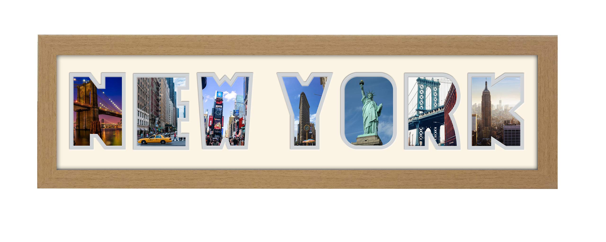 Photos In A Word Oak Finish Frame Cream Mount Grey Inside New York Word Photo Frame Gift For Your Own Holiday Memories 1260-Dd (Oak Finish Frame Cream Mount Grey Inside)