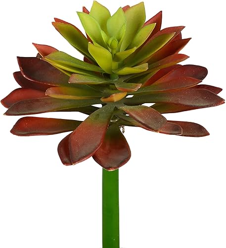 Vickerman Everyday 10" Artificial Red and Green Succulent Stem 2 Pack - Faux Indoor Decorative Plant - Greenery for Home Or Office Decor -