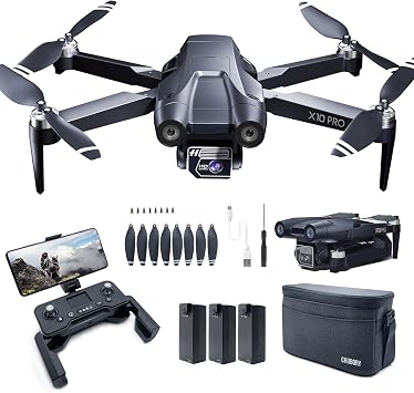 GPS Drone with Camera 4K UHD for Adults, 90 Min Long Flight Time,Long Control Range, Auto Return, Follow Me, Brushless Motor, CHUBORY X10 PRO 5G FPV RC Quadcopter for Beginners