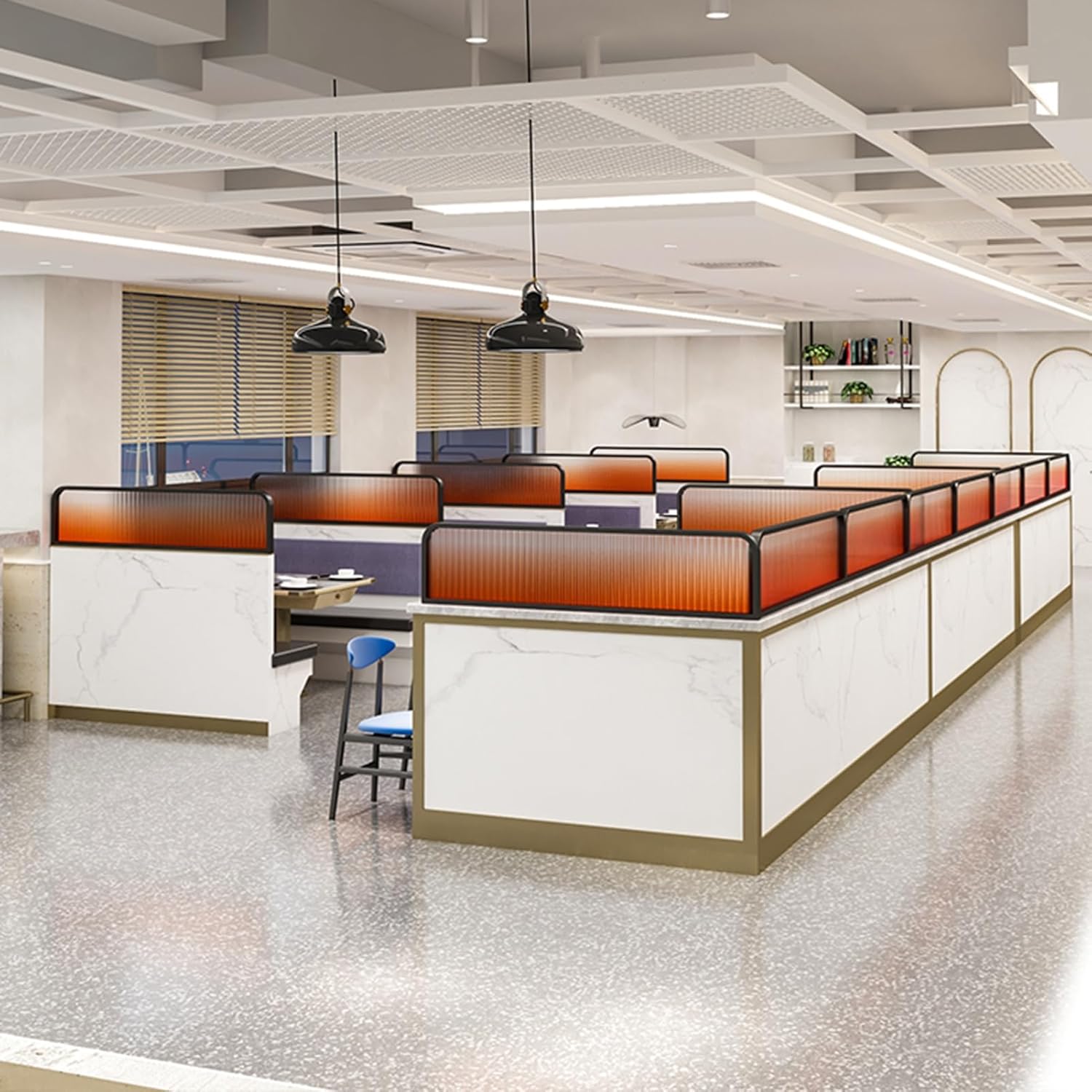 Stainless Steel Room Divider for Dining Areas, Semi-Privacy Screen Panel, Decorative Partitions for Office, Restaurant, Hotel & Bar Countertop (Orange, 7.87x55.12in)