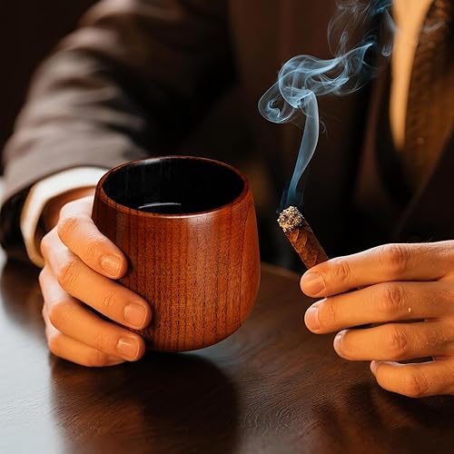 Miniatura 7 de Vaso de bourbon de madera carbonizada grande de 10 onzas, incluye 3 rocas de whisky de hielo, la taza de whisky de madera original, vasos de bebida