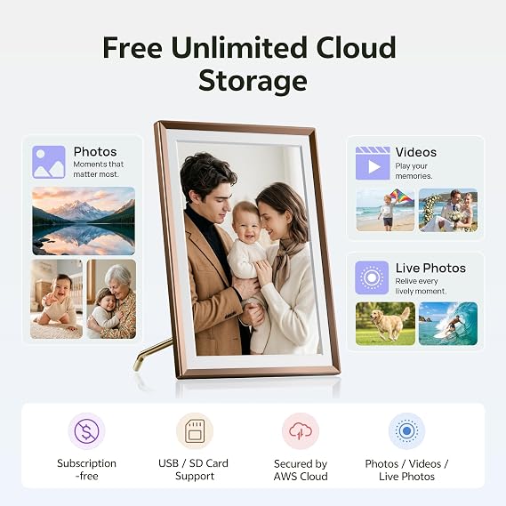 ARZOPA 2K Digital Picture Frame 14 Inch Free Cloud Storage