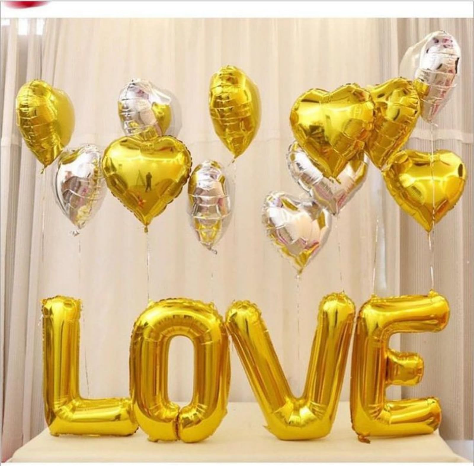 Saxuxu Gold Silver Heart Balloons, 20 Pcs 5/10/18 inch Heart Shaped Foil Balloons for Valentine's Day Decorations, Wedding - Image 3