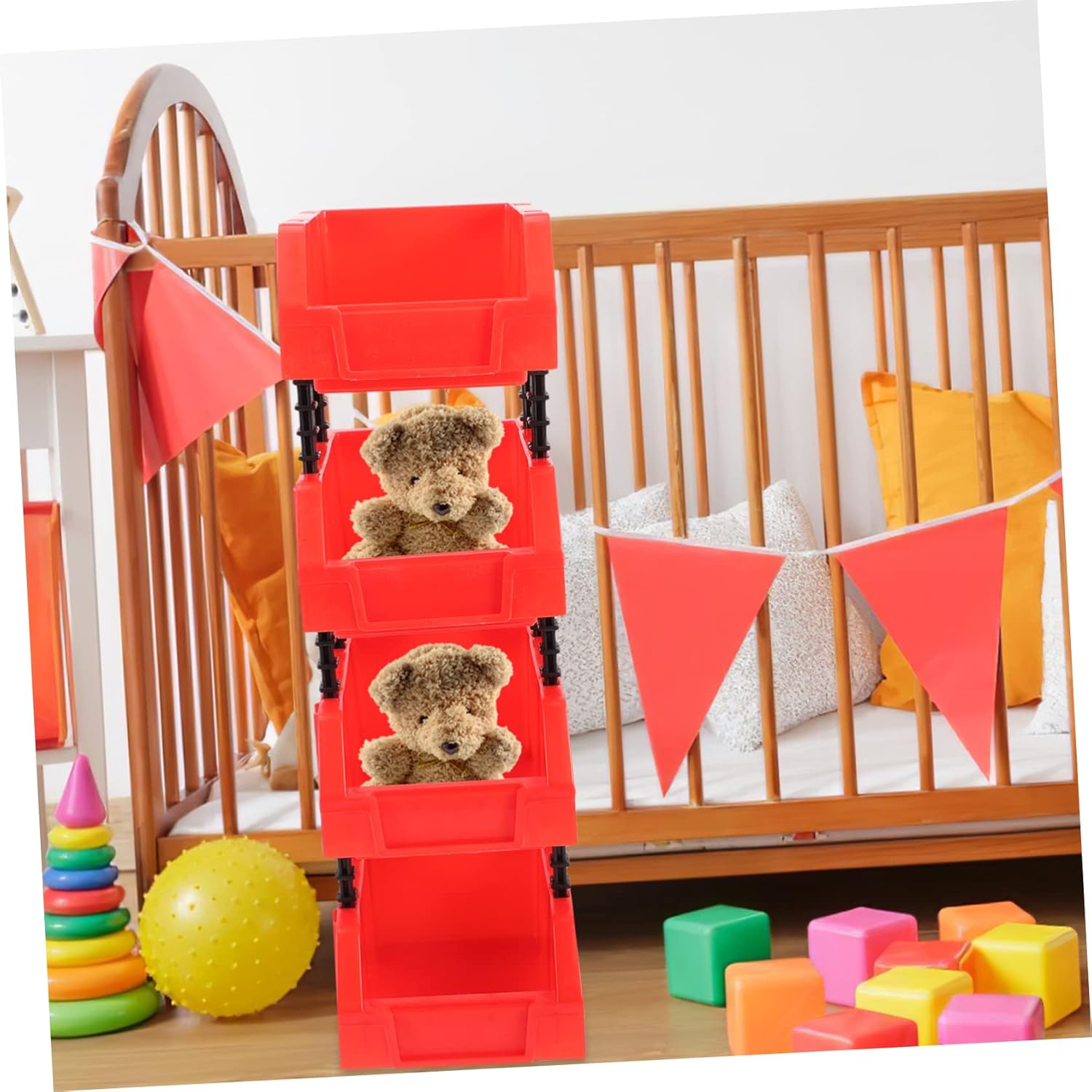 12pcs Stackable Parts Organizer Bins Multi-use Storage Boxes for Tools and Accessories Wall Mounted Colored Storage for Garage and Workshop Organization