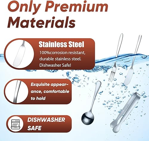 Miniatura 3 de Patelai Charcuterie Boards Accessories Charcuterie Utensils Set Cheese Butter Spreader Knives Stainless Steel Mini Serving Tongs Spoons Forks and