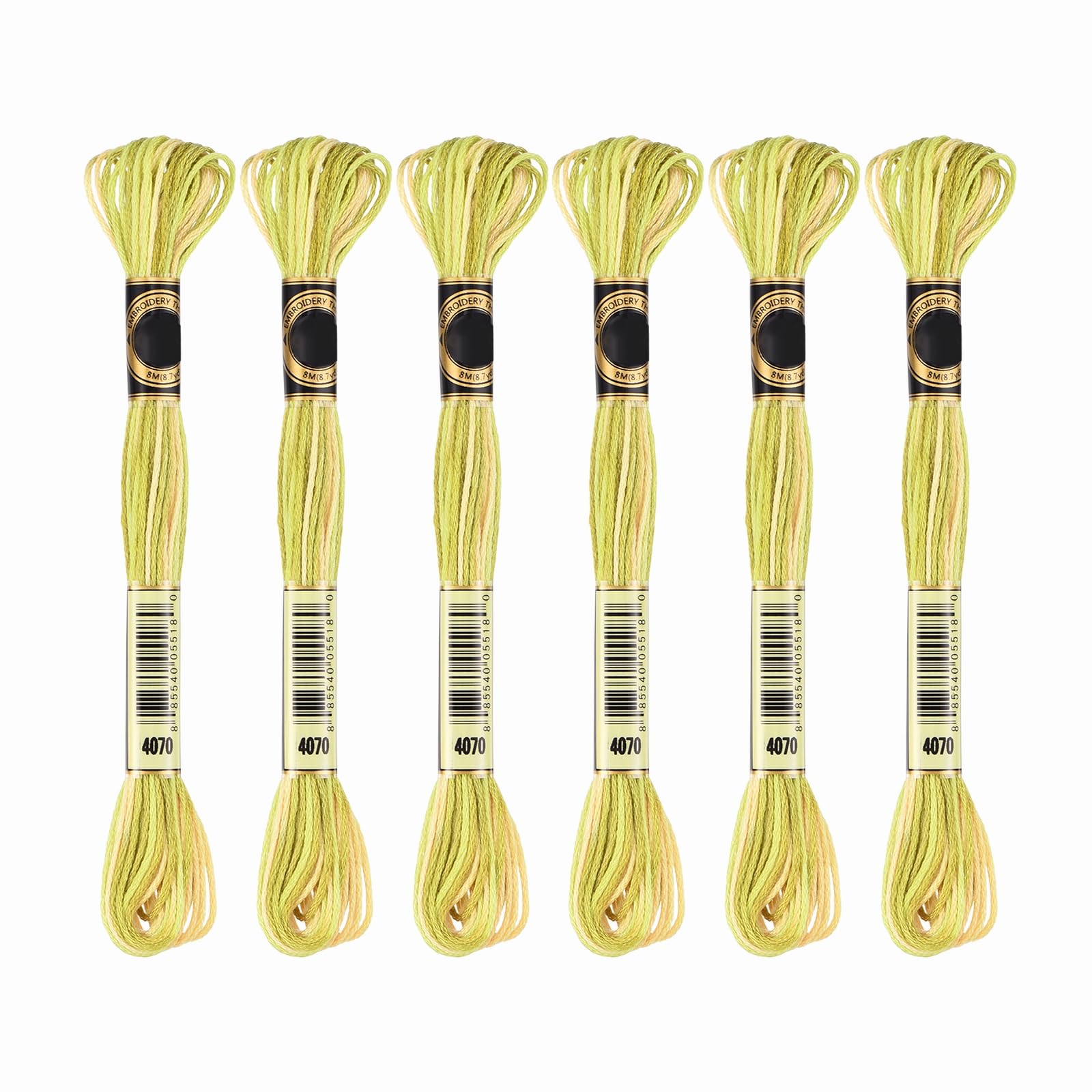 PATIKIL 6 Skeins Embroidery Floss, Gradient Colors Polyester Embroidery Threads Bracelets String for Cross-Stitch Hand Embroidery, Lemon Yellow — image 1