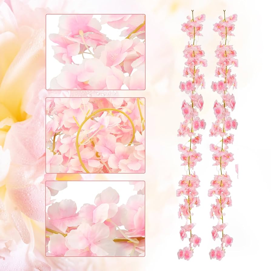 Amazon｜造花 桜 吊り下げ 桜の花 造花 藤の花 ピンク 4本入 長