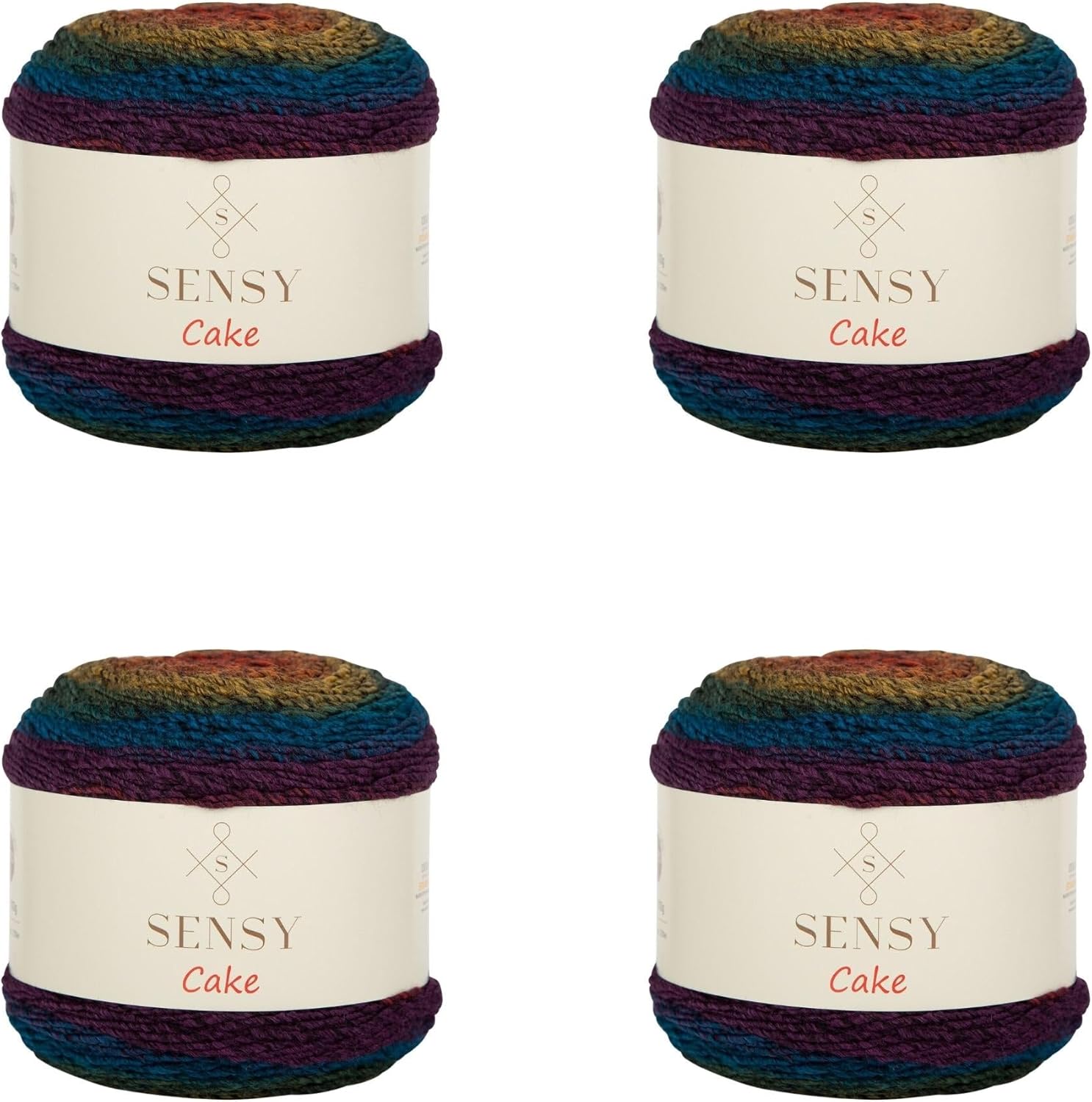 4 Skeins of Sensy Cake Yarn, 5.3 oz, 525 Yards, Multicolor Yarn for Crocheting and Knitting, Craft Yarn, Gauge 3 Light (567)