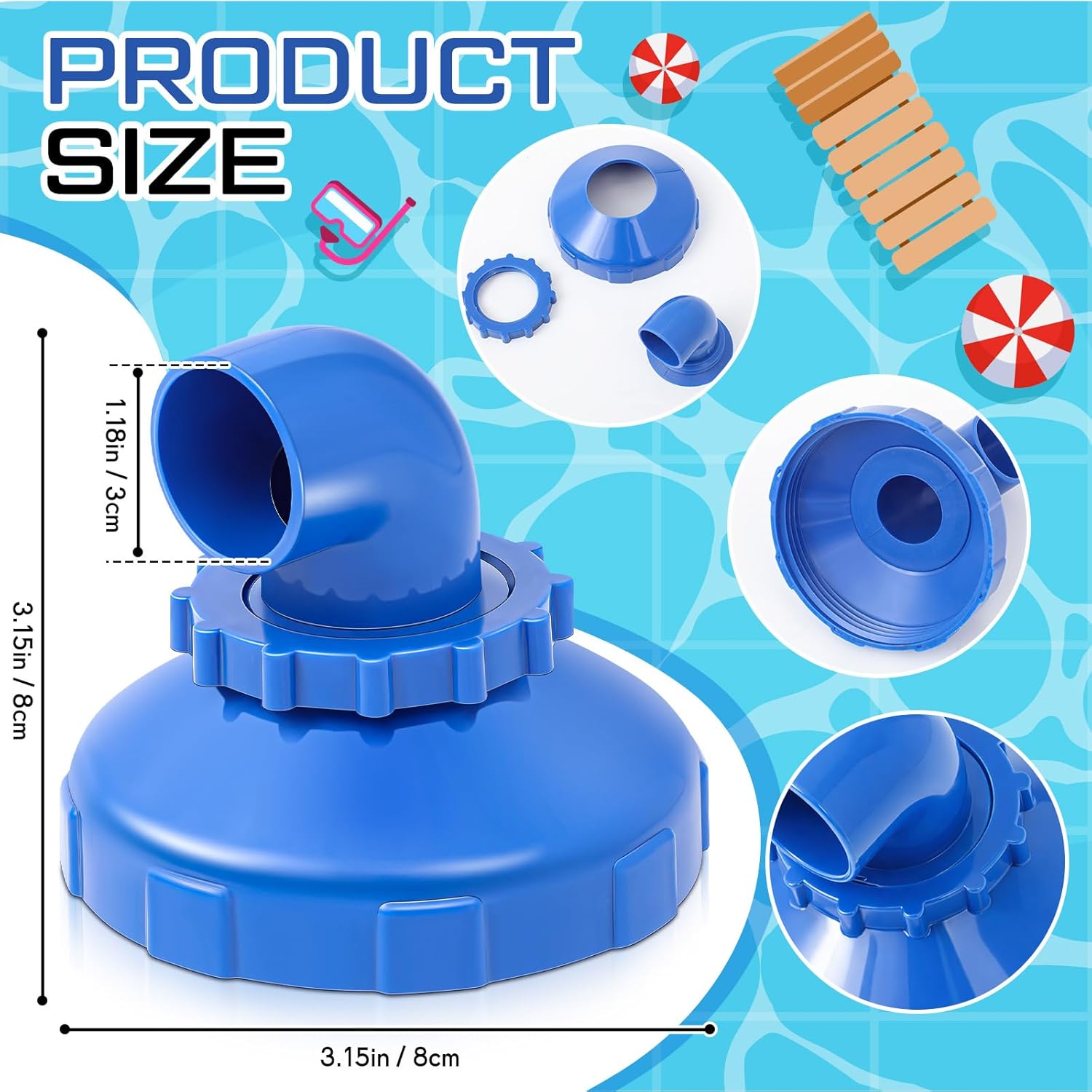 Baquler 12 Pcs Pool Jet Nozzles Jets for Bathtub at Home 360°swivel Rotatable Pool Inlet Nozzle Fitting Swimming Return Jet Replacement Part Compatible with Intex Spa Spout Accessories