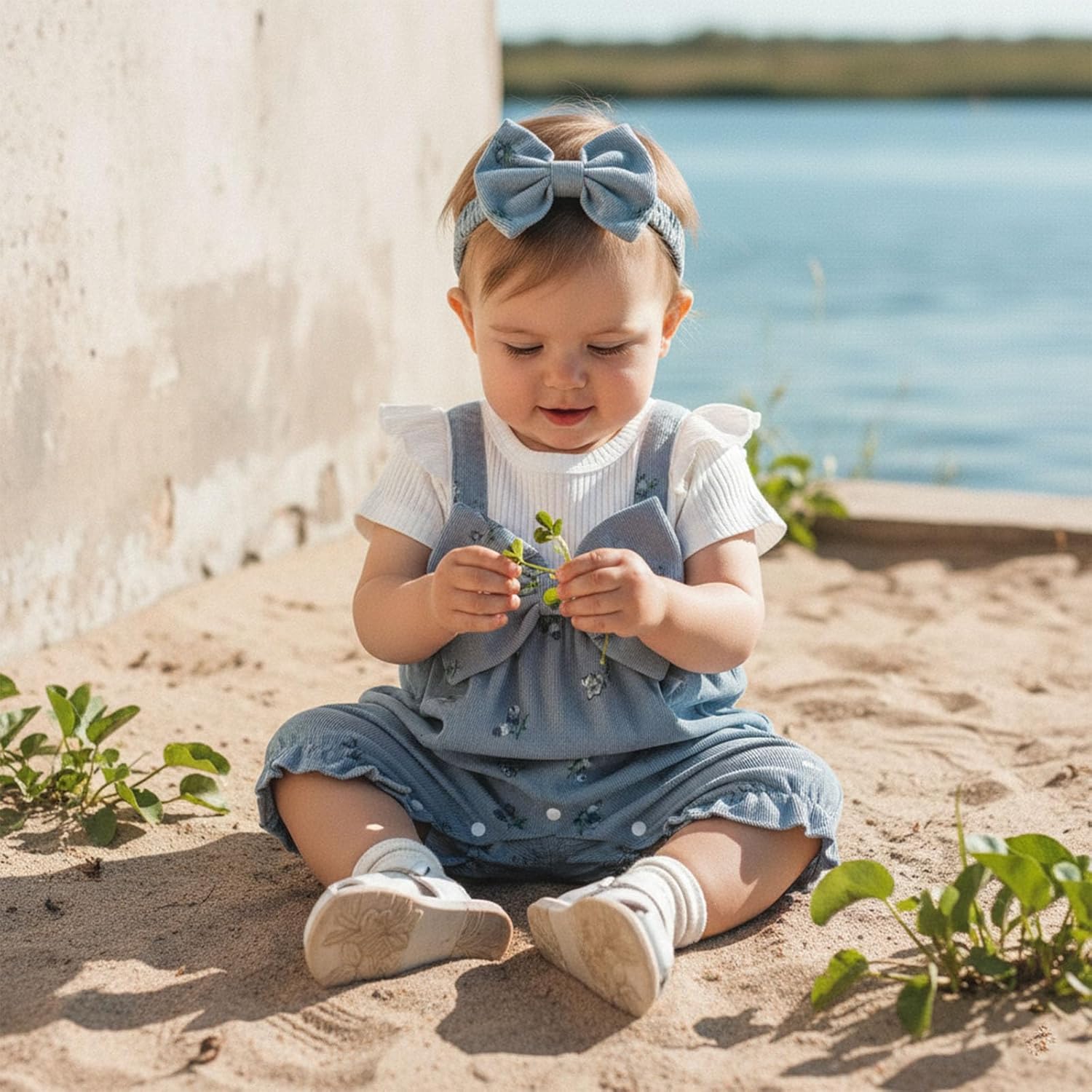 Rtnnsbbfcm Newborn Baby Girl Summer Clothes Bow Floral Romper Short Jumpsuit and Headband Cute Infant Outfits - Image 4