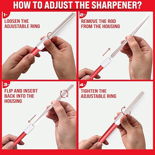 Miniatura 4 de Afilador de cuchillos con filo ondulado Fino Edge - Barra de afilado de diamante retráctil - Afilador de cuchillos de diamante ultra portátil - Mini