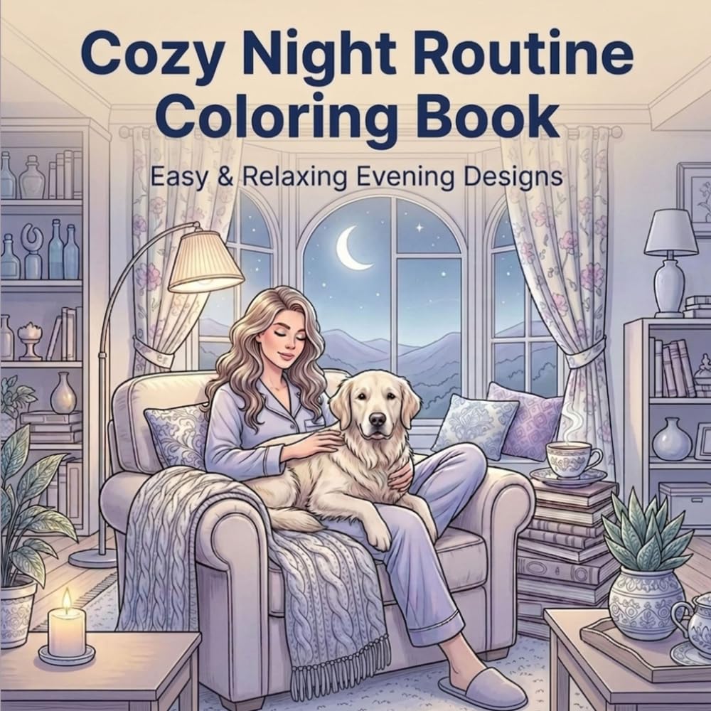 Cozy Night Routine Coloring Book: Easy & Relaxing Evening Designs (Cozy Coloring Book)