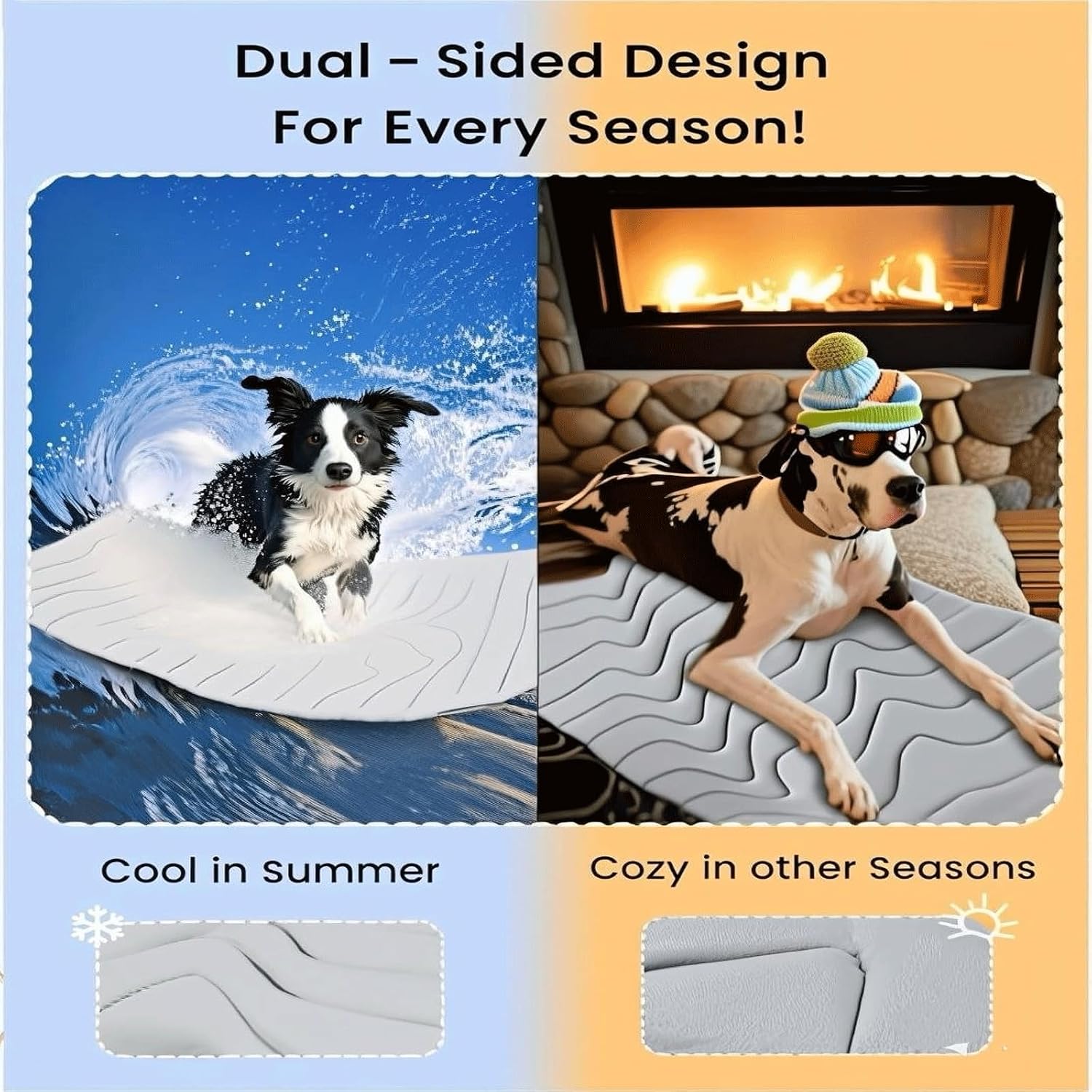 Dog Cooling Mat Large (36"x23") - Reversible Self Cooling Pad, Arc-Chill Tech (Q-MAX 0.4), No Water/Electricity, Machine Washable, Non-Toxic Gel, Cool Summer/Winter - Grey (Medium)