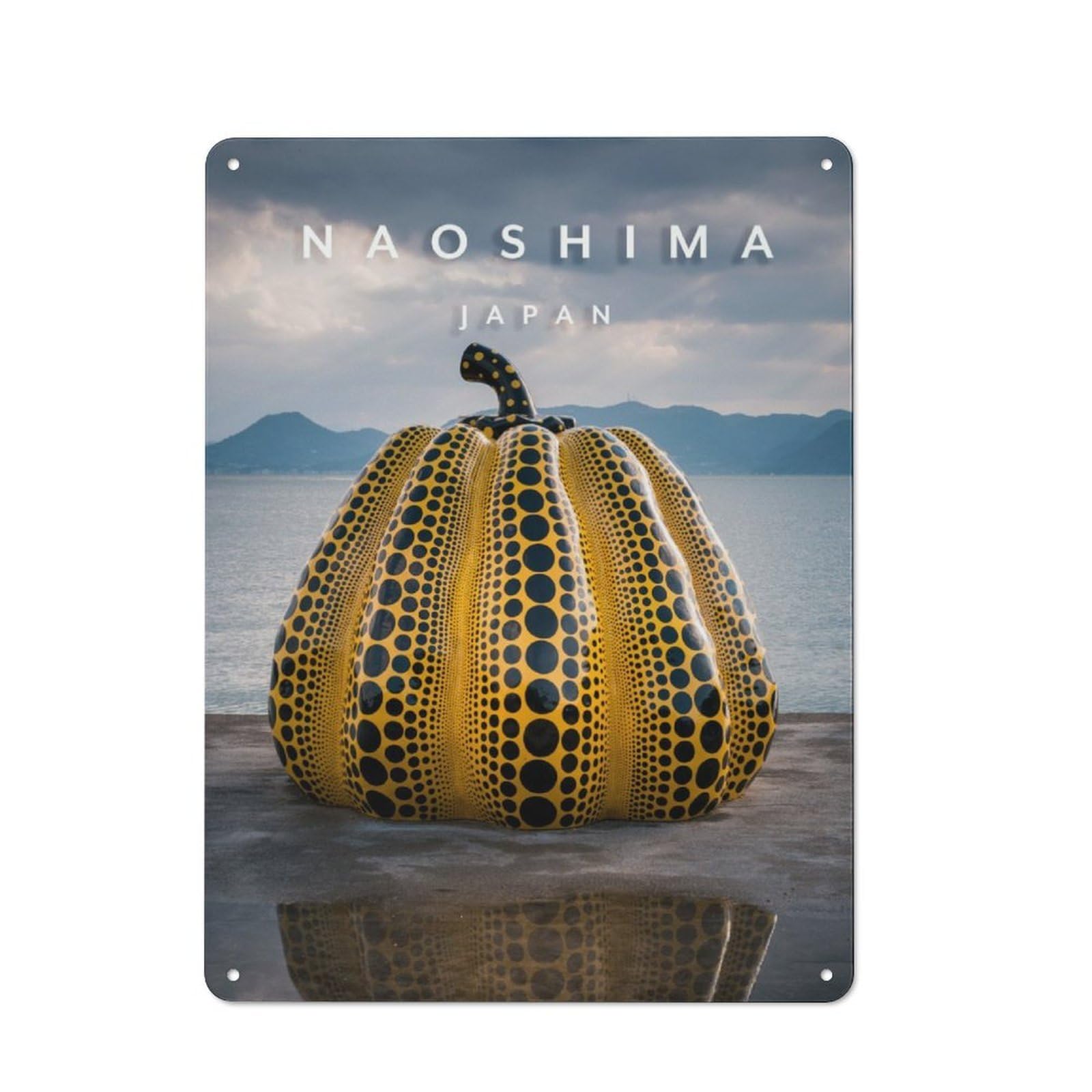 Junmoney Naoshima Pumpkin For Living Room Or Hallway, Rustic Metal Sign 40X30cm, For Home Interiors, Feature Walls And Decorative Displays