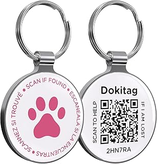 QR Code Pet ID Tag - Scan for Instant Pet Location Alerts, Lightweight Zinc Alloy (Rose, Small)