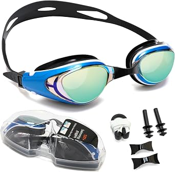 Body+ Nearsighted Swim Goggles, Shortsighted Optical Mirror/Non-Mirror Lens Swimming Goggles Anti-Fog for Adult Men Women